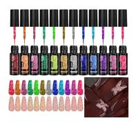 Glitter Gel Nail Polish, 12 Colors Nail Design Polish, Long-Lasting Reflective Manicure Liner for Art Design Summer Salon Party Women Holiday Home
