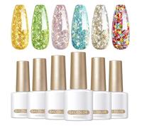 Glitter Gel Nail Polish - 6-Color Nail Manicure Kit UV LED Soak Off Glossy Finish 7ml,Hand Health Care Set, Sparkly Gel Polish Long Lasting For Women