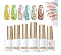 Glitter Gel Nail Polish Gel Nail Glitter, 6 Colours UV LED Soak Off Politis, High Gloss Finish Manicure Kit 7 ml, Durable Sparkles, Beauty Care Set, Perfect for Weddings and Special Occasions