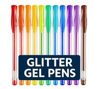 GLITTER Gel Pen for Colouring Writing, Childrens Scented Colourful Gel Pens Kit, Colours Gel Colouring Pens for Adults Pack, Smooth Ink Flow, Perfect for Adult Colouring Books Drawing Crafting (10pcs)