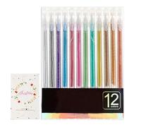Glitter Gel Pen Set - 12-Piece Highlighter in Assorted Colours, Writing Aid, Glossy Writing Tool | Easy to Use Portable Art Supplies for Cards, Coloring Books