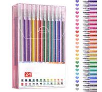 Glitter Gel Pen Set,Gel Pens for Kids,1.0mm Tip Coloring Gel Pens Glitter,Coloured Writing Pens,Vibrant Colour,Free Flowing,for Coloring Books, Cards, Journaling Crafting, Drawing Writing (24 Colors)
