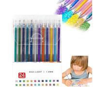 Glitter Gel Pen Set, Implementarch Pens, Glitter Gel Pens for Adults, Will Not Smudge, Multi-Surface Use, for Drawing, Doodling, Crafts and Taking Note (#24pcs)