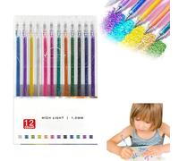 Glitter Gel Pen Set, Implementarch Pens, Glitter Gel Pens for Adults, Will Not Smudge, Multi-Surface Use, for Drawing, Doodling, Crafts and Taking Note (#12pcs)
