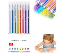 Glitter Gel Pen Set, Implementarch Pens, Glitter Gel Pens for Adults, Will Not Smudge, Multi-Surface Use, for Drawing, Doodling, Crafts and Taking Note (#8pcs)