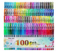 Glitter Gel Pens, 100 Color Glitter Pen Set for Making Cards, 30% More Ink Neon Glitter Gel Marker for Adult Coloring Books, Journaling Crafting Doodling Drawing