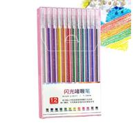 Glitter Gel Pens - Marker Set, Glitters Markers Coloured Writing Tools | Scrap booking Cards Journaling Coloring Books Doodling Drawing Art Activities for Kids Adults