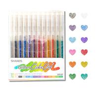 Glitter Gel Pens Set - 12 Colours Metallic Sparkle Rollerball Pens, Retractable Shining with Glitter Ink for Note Taking, Colouring, Drawing, Journaling, colored gel pens for Adult & Teen Girl