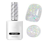 Glitter Gel Top Coat | Long Lasting Nail Polish,15ml Portable Manicure Salon Supplies, Fingernail Varnish for Home, Travel, Parties
