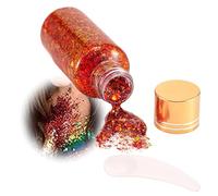 Glitter Gel with Scoop for Face Hair Makeup - Mermaid Chunky Holographic Sequins Waterproof Quick-Dry Adhesive for Festivals Parties Raves Adults Teens Red Orange Yellow Sparkle Long Lasting Skin Art