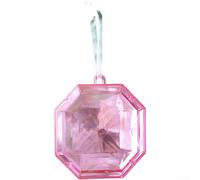 Glitter Gem Christmas Tree Ornaments Hanging Decorations with Square and Round Designs - Festive Holiday Décor Plastic Pendants for Xmas Trees(Gemstone Pink)
