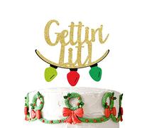 Glitter Gettin’ Lit Cake Topper, Christmas Cake Topper, Winter Holiday Cake Decor, New Year Christmas Party Decorations Supplies