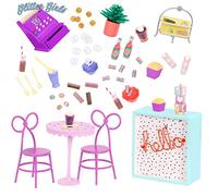 Glitter Girls - 14-Inch Doll Accessories - Shop Terrace Playset With 60+ Pieces - Patio Furniture Set - Table & Chairs For Sweet Shop - Play Food & Cash Register - 3+ Years- Sweet Shop Terrace Set