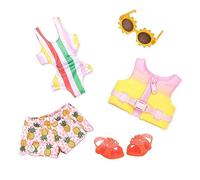 Glitter Girls Deluxe Doll Clothes 36 cm Dolls Beach and Pool Outfit - Swimsuit, Sunglasses, Life Jacket - Accessories for Dolls, Toys from 3 Years and up