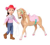 Glitter Girls - 14-Inch Equestrian Doll - Brown Hair & Blue Eyes - Riding Outfit with Cowgirl Hat - Horse with Tan Coat and Pink Saddle - 3+ Years - Jaime & Jumper