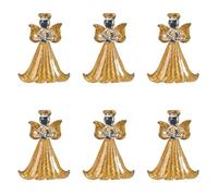 Glitter Gold Glass Angel Ornaments, 6PCS Hanging Crystal Christmas Angels with Rope for Xmas Tree or Wall