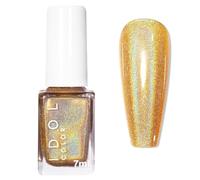 Glitter Gold Nail Polish - Gold Holographic Nail Vanish - Shimmer Shiny Chrome Iridescent Nail Vanish - Quick Dry & Long-lasting Glossy- No UV Bake For Women Nail Art