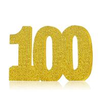 Glitter Gold Number 100 Table Centrepiece for 100th Birthday, 8" Sparkly Standing Marquee Digit for Birthday,Wedding, Anniversary, Festival Party Table Decor & Supply
