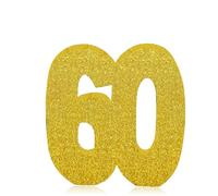 Glitter Gold Number 60 Table Centrepiece for 60th Birthday, 8" Sparkly Standing Marquee Digit for Birthday,Wedding, Anniversary, Festival Party Table Decor & Supply