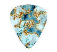 Glitter Gold Teal Marble Textured,12 Pcs Guitar Pick,3 Different Thickness Plectrums for Acoustic Guitar Bass Ukulele (0.46mm 0.96mm 0.71mm)