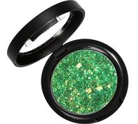 Glitter Green Shimmer Eye Makeup - Bright Sparkly Single Eyeshadow with High Pigment, Long-Lasting Colorful Metallic Smokey Christmas Look for Women