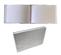Glitter Guest Book, 80 Blank Pages 160 Sides Wedding Guestbook, Silver, Rose Gold, Champagne, Scrapbook - Boxed Case. Guest to Sign, Baby Shower, Birthday Christening, Funderal, Autograph (Silver)