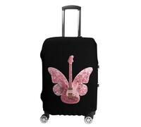 Glitter Guitar with Butterfly Wings Luggage Cover Washable Suitcase Protector Anti-Scratch Suitcase Covers Fits 18-32 Inch XL