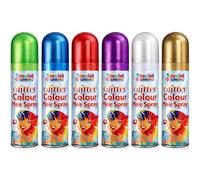 Glitter Hair Spray Special Occasions 6 Pack (200ml Each) - Temporary Hair Colour Spray, Washable Glitter Hair Spray - Red, Blue, Green, Gold, Silver & Purple - Festival, Party & Fancy Dress UK