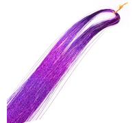 Glitter Hair Tinsel Kit 110cm, Silk String Extensions, Colorful Shiny Threads Accessory for Women 1pc(Red)(Purple)