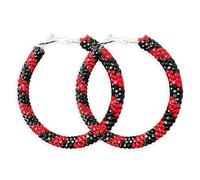 Glitter Halloween Red Black Orange Hoop Earrings for Women Colorful Big Circle Rhinestone Wrapped Earrings Halloween Costume Party Decorations Accessories Christmas Jewelry, Zinc, No Gemstone