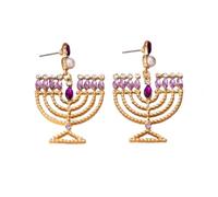 Glitter Hanukkah Jewish Dangle Earrings for Women Star of David Menorah Candle Earrings Christmas Hanukkah Jewelry Gifts