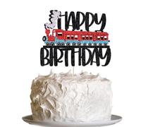 Glitter Happy Birthday Train Cake Topper ，Transportation Railroad Crossing Theme Cake Decor，Baby Shower Children Boy Girl Happy Birthday Party Supplies