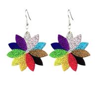 Glitter Heart Flower Rainbow Pride Acrylic Dangle Drop Earrings Rhinestone Wrapped Hoop Earrings Pride Month Parade Jewelry, Acrylic, No Gemstone