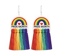Glitter Heart Flower Rainbow Pride Acrylic Dangle Drop Earrings Rhinestone Wrapped Hoop Earrings Pride Month Parade Jewelry, Acrylic, No Gemstone
