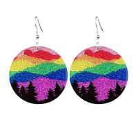 Glitter Heart Flower Rainbow Pride Acrylic Dangle Drop Earrings Rhinestone Wrapped Hoop Earrings Pride Month Parade Jewelry, Acrylic, No Gemstone
