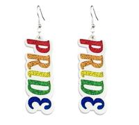 Glitter Heart Flower Rainbow Pride Acrylic Dangle Drop Earrings Rhinestone Wrapped Hoop Earrings Pride Month Parade Jewelry, Acrylic, No Gemstone