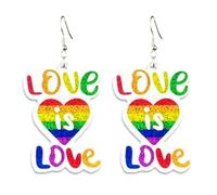 Glitter Heart Flower Rainbow Pride Acrylic Dangle Drop Earrings Rhinestone Wrapped Hoop Earrings Pride Month Parade Jewelry, Acrylic, No Gemstone