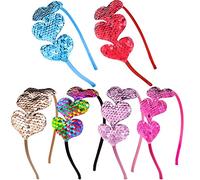 Glitter Heart Headband, Valentine's Day Headbands Fashion Sequin Love Hair Band Hair Cute Headband For Girls Headband for Women New Year Holiday Birthday Party Wedding Gift (B, One Size)