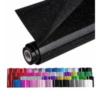 Glitter Heat Transfer Vinyl, 12" x 5ft Glitter Black HTV Vinyl Roll, PET Backing HTV for T-Shirts, Clothes, Hats, Bags and DIY Craft(Glitter Black, 12" x5ft)
