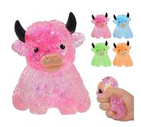 Glitter Highland Cow Squishes Fidget Toy, Cute Cow Squishes Stress Ball, Slow Maltose Cows Toys, Rising Fidget Soft