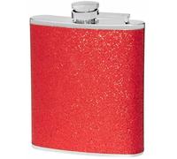 Glitter Hip Flask Stainless Steel Shining Sparkle Shine Whiskey Flask Leak Proof Portable Pocket 5oz 6oz 7oz 8oz for Liquor for Men Women Unisex (6 OZ, Red Glitter)