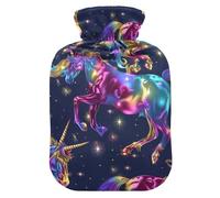 Glitter Horses Psychedelic hot Water Bottles with Soft Cover, 2Lhot compresses for The Body for Neck Shoulder Warmer,Tummy Warmer,bolsas para agua Caliente