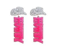Glitter Howdy Letter Dangle Earrings Western Cowboy Cowgirl Hat Boot Drop Earrings for Women Men Statement Howdy Letter Jewelry for Country Concert Holiday Party Decors, Zinc, No Gemstone