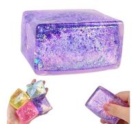 Glitter Ice Cubes - Ice Cube Squish-y for Adults,IceCube Squishies Malt Sugar Stress Balls,Fun Squeeze Ball for Stress Relief,Cube Sensory Squeeze Toy,Slow Rise Fidget StressBalls for Anxiety Relief