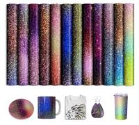 Glitter Infusible Transfer Ink Sheets for Heat Press Machine,Sublimation Sheets for Blanks Mug Tumbler T-Shirt Tote Bag,12 Sheets 12x12inch