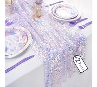 Glitter Iridescent Table Runner Purple Sequin Fabric Party Birthday 2 Packs