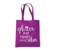 Glitter Is My Favourite Colour Crafty Statement cotton tote shopping bag - Magenta