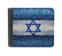 Glitter Israel1 Flag Funny Men's Wallets Slim Front Pockets Bifold Wallet with ID Credit Card Holder