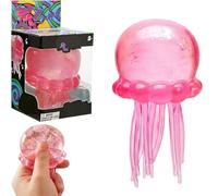 Glitter Jellyfish Squishy, Stress Relief Fidget Stress Balls, Soft Sensory Fidget with Wiggly Tentacles, Portable Anxiety Relief Party Favors Squishy Balls for Office, School & Travel (pink)