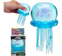 Glitter Jellyfish Squishy Toy, Soft TPR Sensory Fidget Toy with Wiggly Tentacles, Stress and Anxiety Relief Squeeze Ball, Blue, for Kids and Adults
